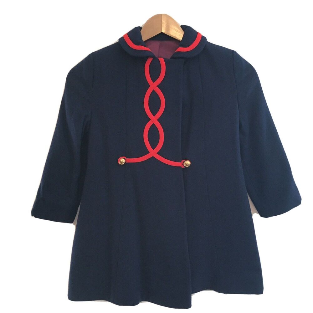 Kids Vintage F.W Fisher & Co. Saks Fifth Avenue Blue Wool Coat Sz 6